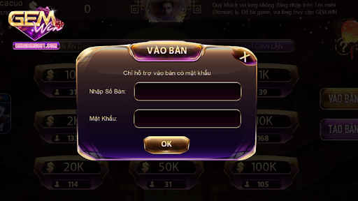 Cược thủ đăng nhập và chọn bài cược game bài Gemwin